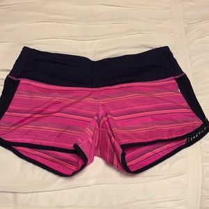 Lululemon running shorts pink striped size 10
